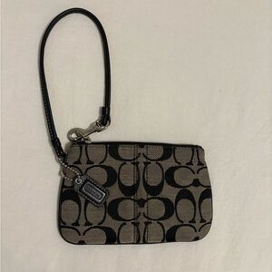 Coach Signature Black and Tan Wristlet